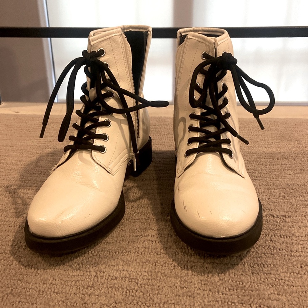 White combat boots